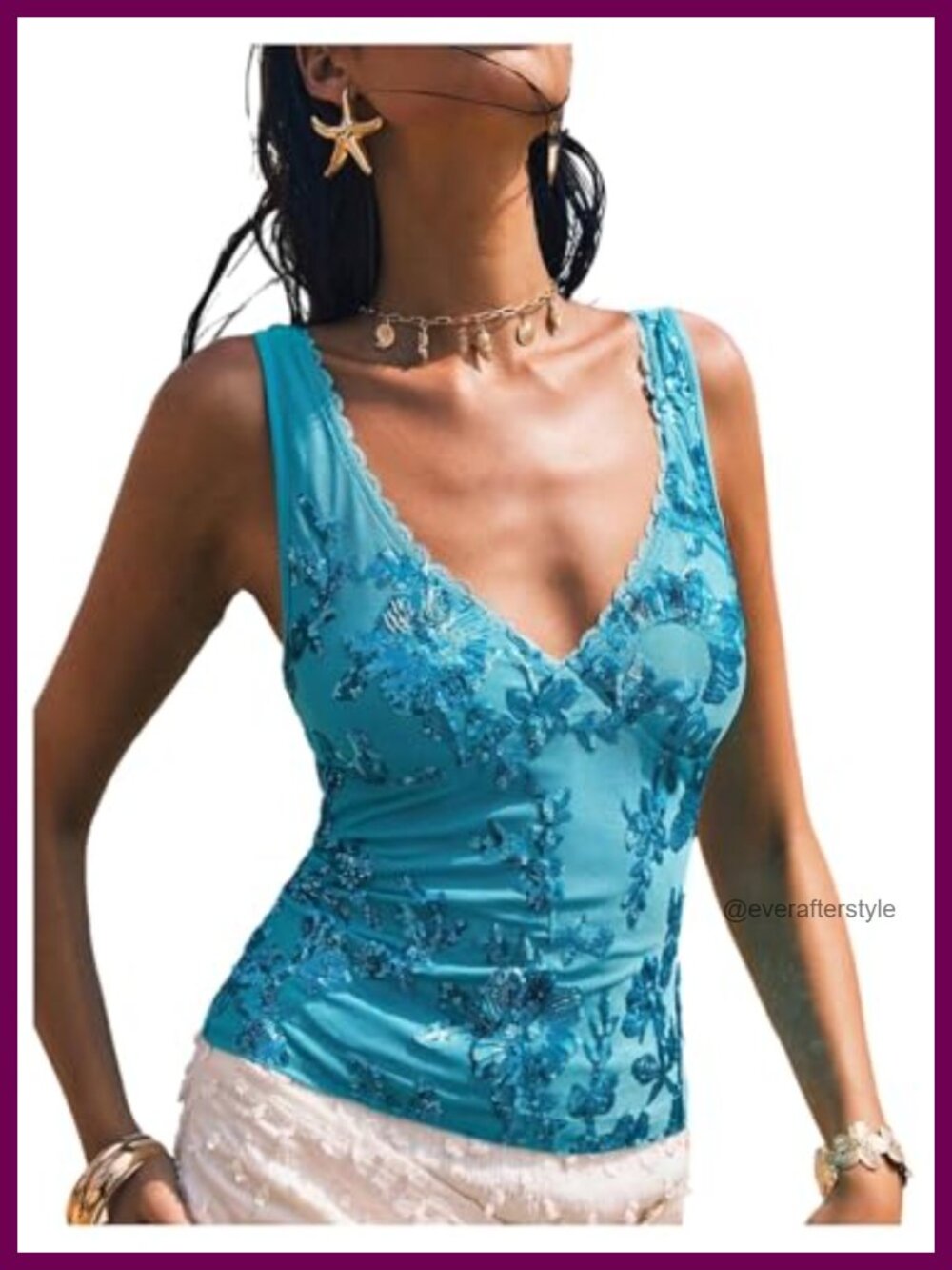 Sparkly Sequin V Neck Tank Top Sleeveless Party Club Y2K Glam